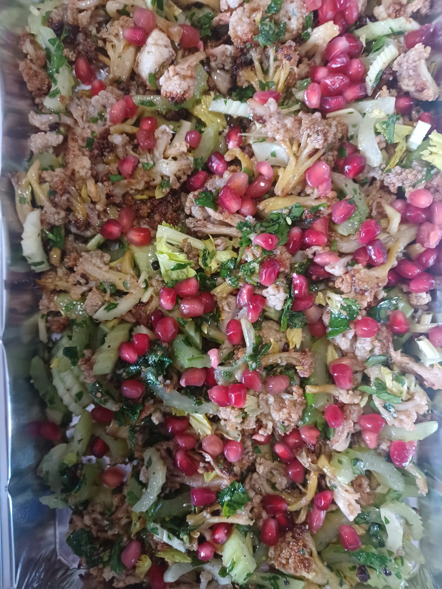 A roasted cauliflower and pomegranate salad